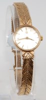 Lot 2222 - An Omega ladies 9ct gold bracelet watch,...