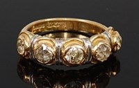 Lot 2228 - An 18ct gold diamond half eternity ring,...