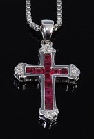 Lot 2233 - A modern 18ct white gold cross pendant,...