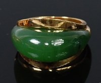 Lot 2236 - A modern 18ct gold and green jade set dress...