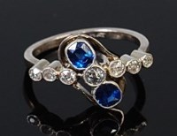 Lot 2238 - An Art Deco 18ct white gold, sapphire and...