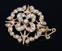 Lot 2107 - An Edwardian 15ct gold and seed pearl set open...