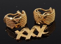 Lot 2276 - A pair of Tiffany & Co 18ct gold half hoop ear...
