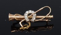 Lot 2279 - A 14ct gold and diamond set hunting brooch,...