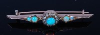 Lot 2109 - A 9ct gold, opal and cultured pearl set bar...