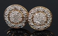 Lot 2308 - A pair of modern 10ct gold and diamond point...