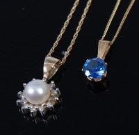 Lot 2311 - A 9ct gold and cultured pearl set flower head...