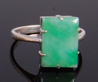 Lot 2329 - An Art Deco style white metal and jade set...