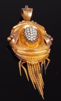 Lot 2333 - A Victorian yellow metal and seed pearl set...