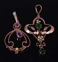 Lot 2134 - A circa 1920 9ct gold, seed pearl and amethyst...