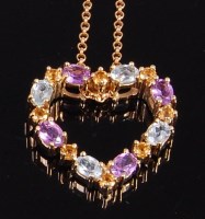 Lot 2358 - A 9ct gold, amethyst, yellow topaz and...