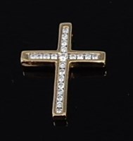 Lot 2241 - A modern 18ct gold and diamond cross pendant,...