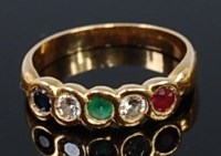 Lot 2317 - An 18ct gold and multi-gem set dress ring,...