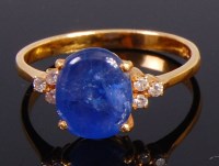 Lot 2367 - An 18ct gold, sapphire and diamond ring,...