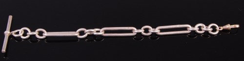 Lot 2019 - A silver watch chain with T-bar, 29.4g, 20cm