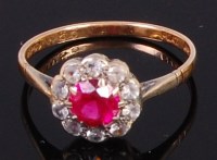 Lot 2021 - A 9ct gold, pink and white sapphire set flower...