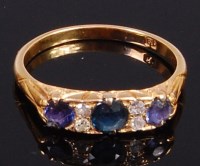 Lot 2023 - An 18ct gold, sapphire and diamond ring...