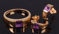 Lot 2026 - A modern 9ct gold and square cut amethyst set...