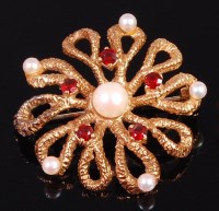Lot 2033 - A 1970s 9ct gold, garnet and cultured and seed...