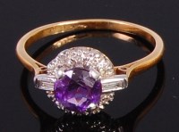 Lot 2049 - A yellow metal and platinum, amethyst and...