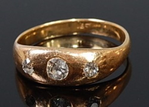 Lot 2078 - A gents 18ct gold gypsy ring, the centre old...