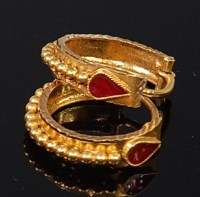 Lot 2090 - A pair of high carat yellow metal and red...