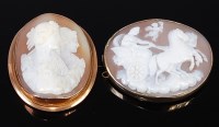 Lot 2130 - A carved shell cameo brooch, depicting profile...