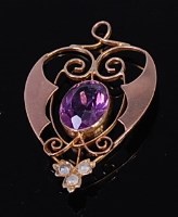 Lot 2132 - An early 20th century 9ct gold, amethyst and...