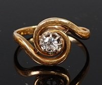 Lot 2137 - An 18ct gold diamond solitaire ring, the claw...
