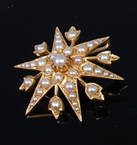 Lot 2160 - An early 20th century 18ct gold and seed pearl...