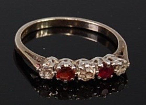 Lot 2190 - An 18ct white gold, ruby and diamond ring, the...