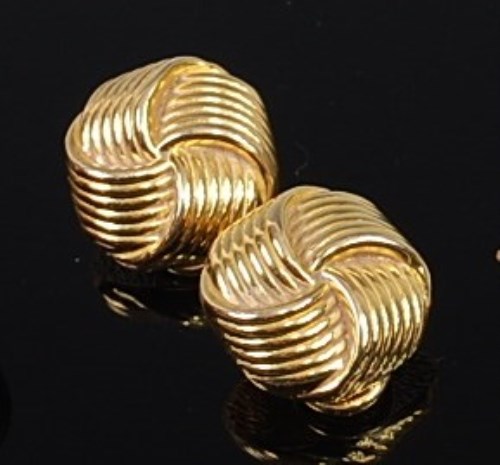 Lot 2192 - A pair of Chimento 18ct gold ear clips, each...