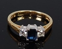 Lot 2213 - An 18ct gold, sapphire and diamond ring,...