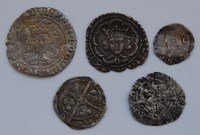 Lot 10 - England, 5 various hammered silver coins, to...