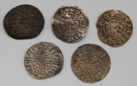 Lot 15 - England, 5 various hammered silver pennies, to...