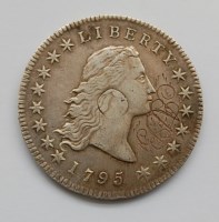 Lot 44 - USA, 1795 flowing hair dollar, silver plug...