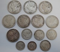 Lot 66 - Great Britain, 14 various Victoria silver...