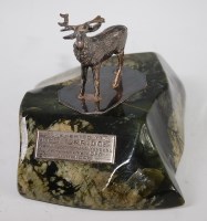 Lot 583 - An Edwardian silver model of a stag, mounted...