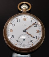 Lot 458 - An Omega military issue nickel cased open face...