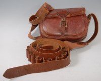 Lot 602 - A brown stitched leather cartridge bag,...