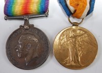 Lot 506 - A WW I British War and Victory duo, naming...
