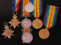 Lot 311 - A family group of six WW I medals to include...