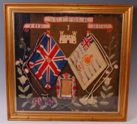 Lot 336 - A WW I period embroidered panel for The...