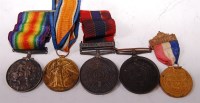 Lot 422 - A WW I British War and Victory duo, naming...