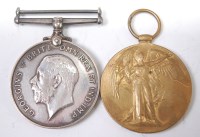 Lot 440 - A WW I British War and Victory duo, naming...