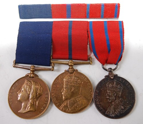 Lot 488 - A set of three Metropolitan Police medals to...