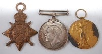 Lot 523 - A WW I trio to include 1914-15 Star, British...