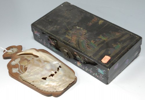 Lot 59 - A Chinese black lacquered box with fitted...
