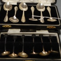 Lot 258 - A cased set of six silver teaspoons; together...
