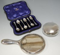 Lot 261 - A silver backed hand mirror; a cut glass and...